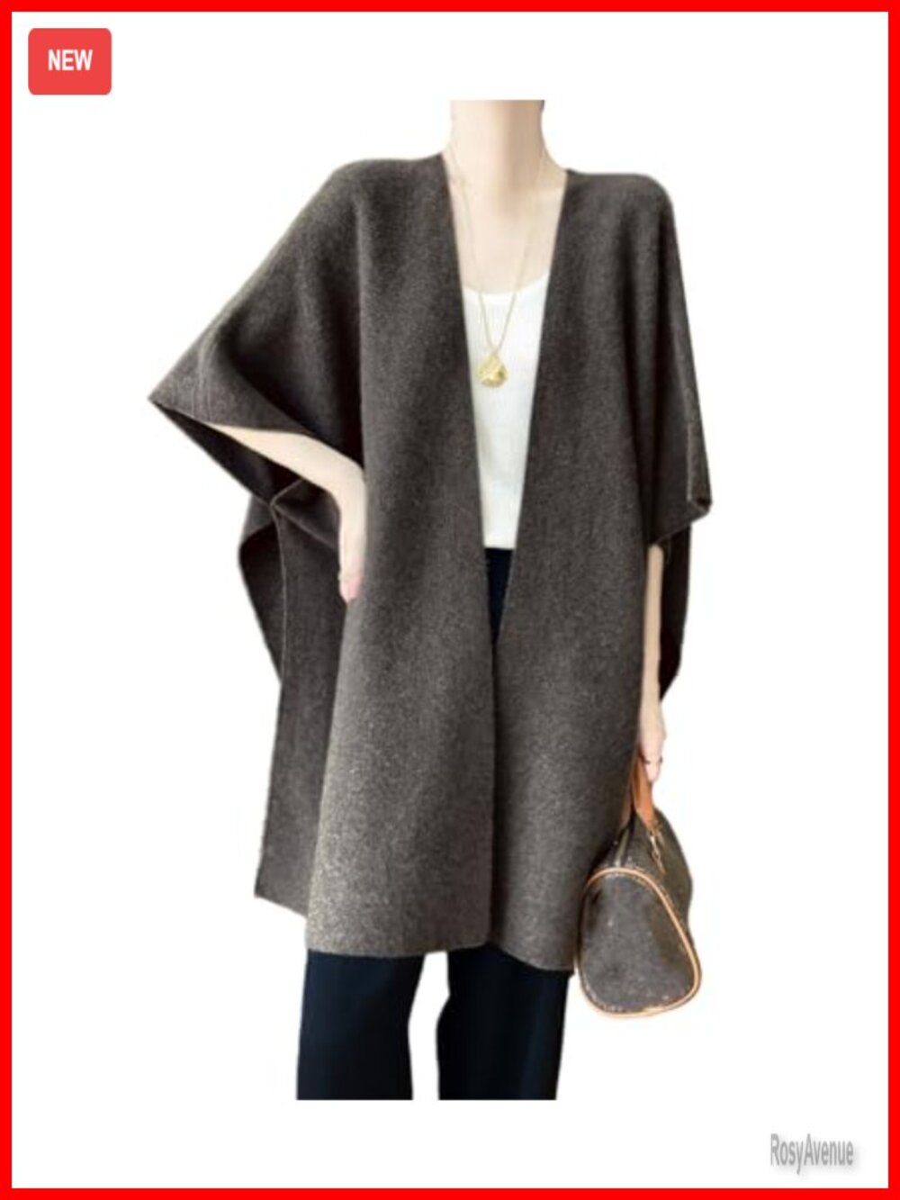 100% Merino Wool Shawl Wrap Knitted Poncho Cape Cardigan Loose Open Sweater